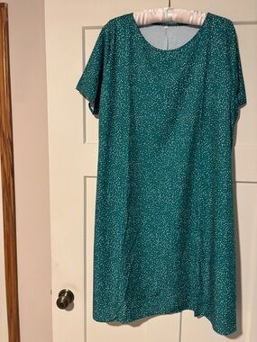 BUNDLE AND SAVE. Offer $10 Scoop Neck Teal Midi Dress with Subtle Dot Print.